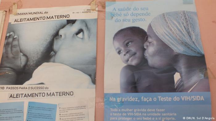 Информационный плакат о ВИЧ и здоровье для матерей. Ангола
